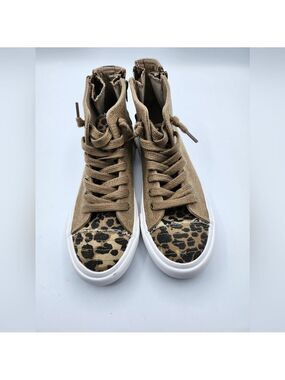 Gypsy Jazz High Top Canvas Army Green & Leopard Print New w/o Box shoes Sz 7